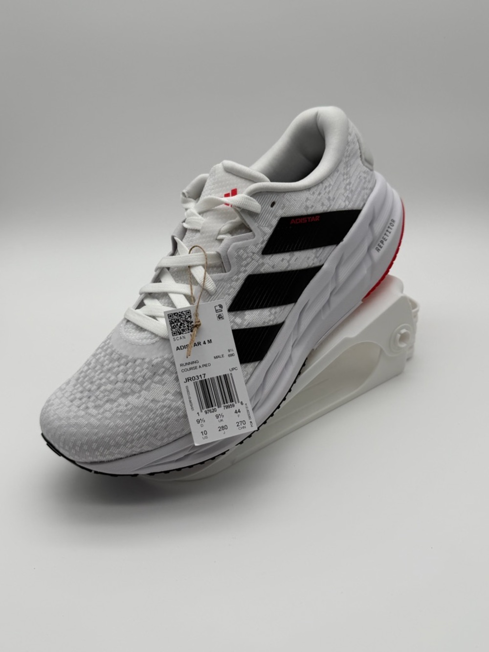 adidas ADISTAR Men’s Running Shoes White Black Red NWT JR0317 Size 10 - Picture 7 of 11